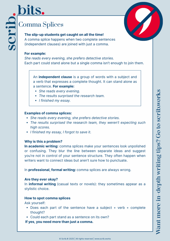 Scrib.bit: Comma Splices front page