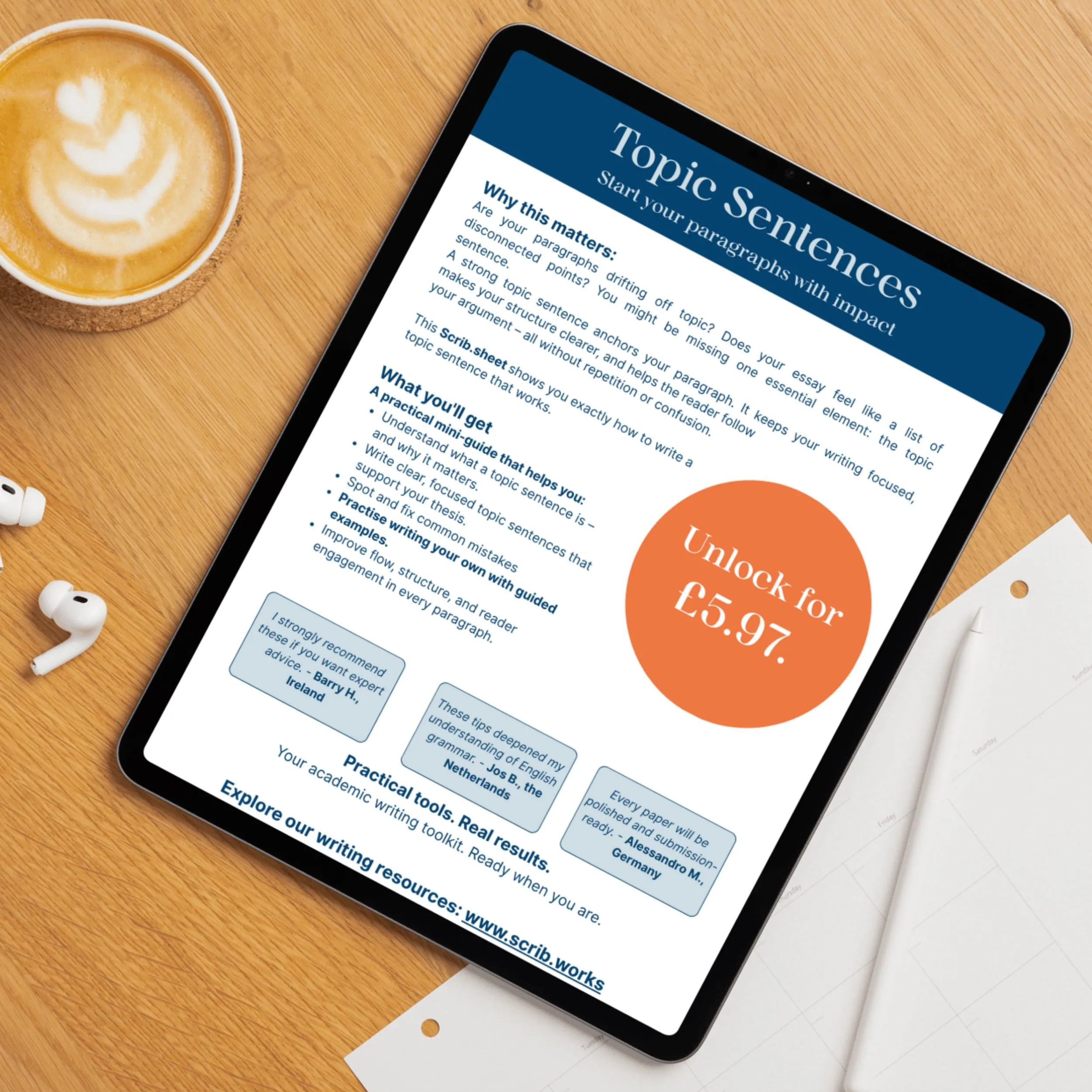 Cover Scrib.sheet 10: Topic Sentences