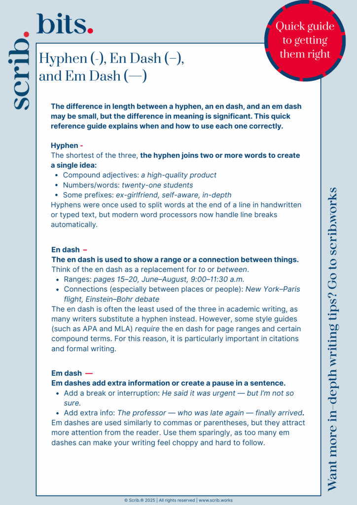 Cover - Scrib.bit: Hyphen, En Dash, Em Dash